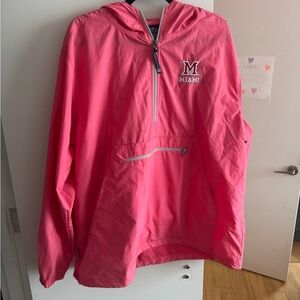 Charles River Apparel Coral Windbreaker with Miami Logo